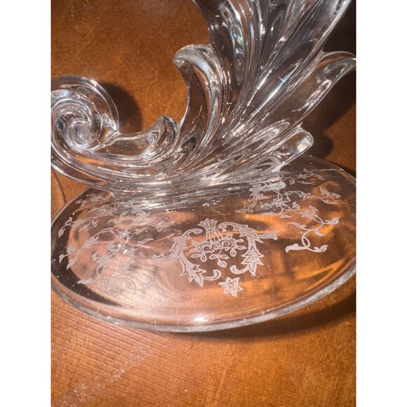 Clear Glass Candle Holders With Etched Design - Picture 8 of 10